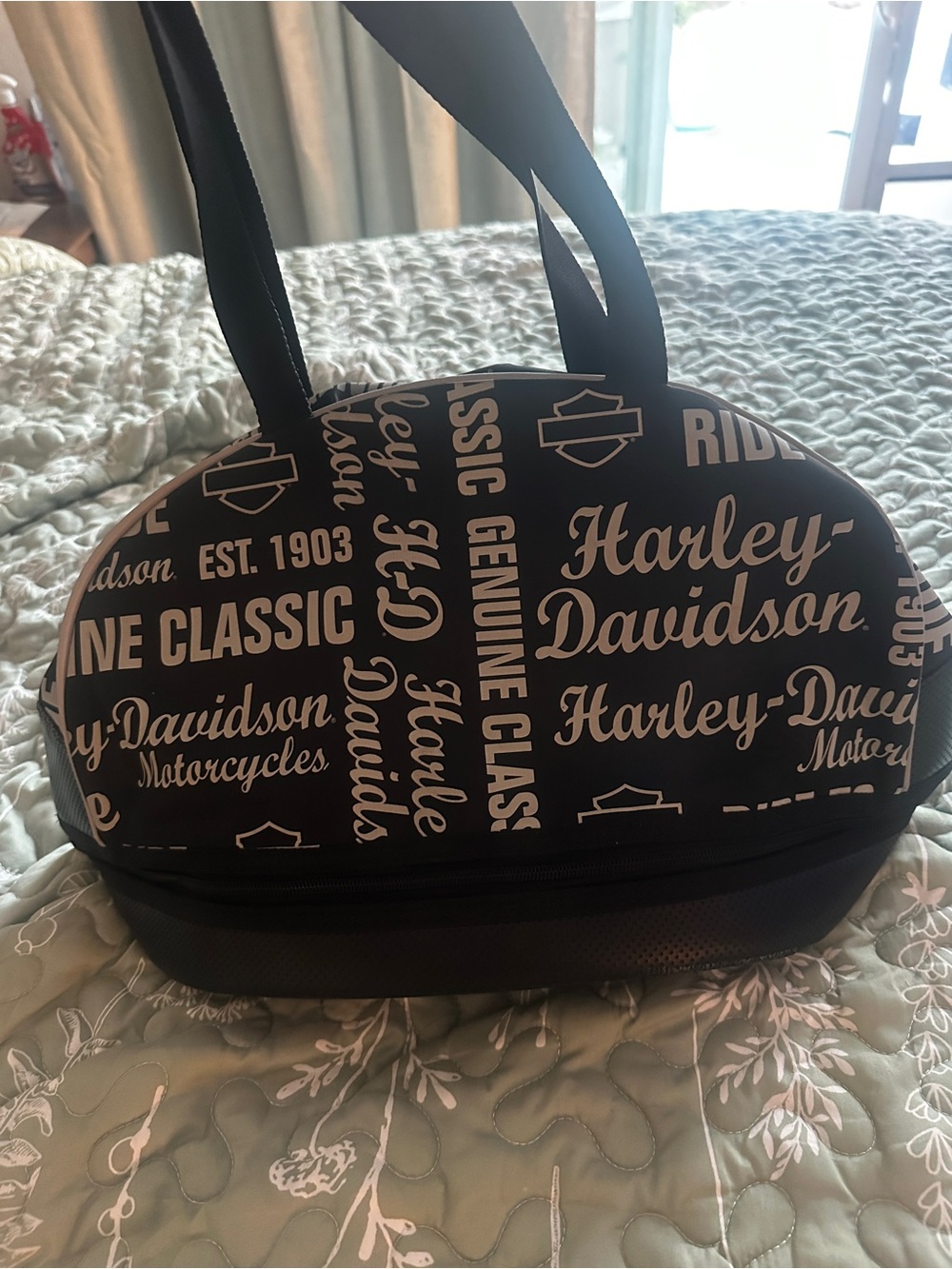 Harley-Davidson Black and White Logo Bowling Bag Case